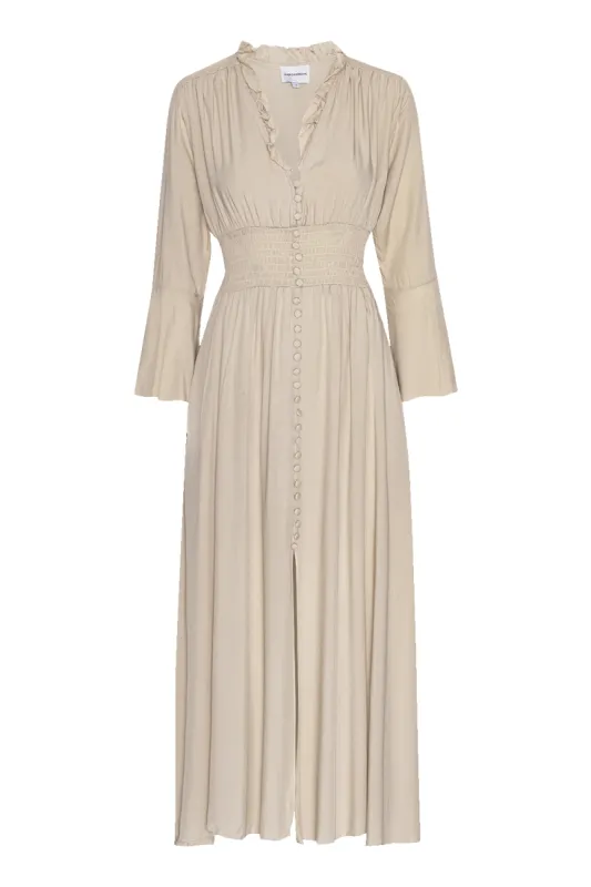 Sally Long Dress Solid Beige sold by Americandreams