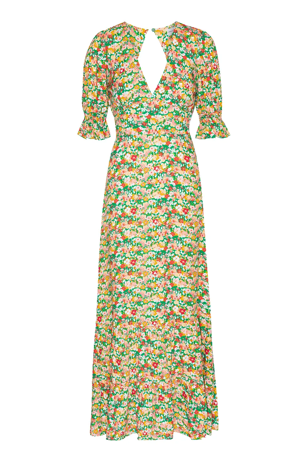 Koko Dress Long Open Back Green Flower sold by Americandreams