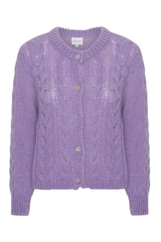 Frankie Cable Knit Cardigan Lilac made by Americandreams