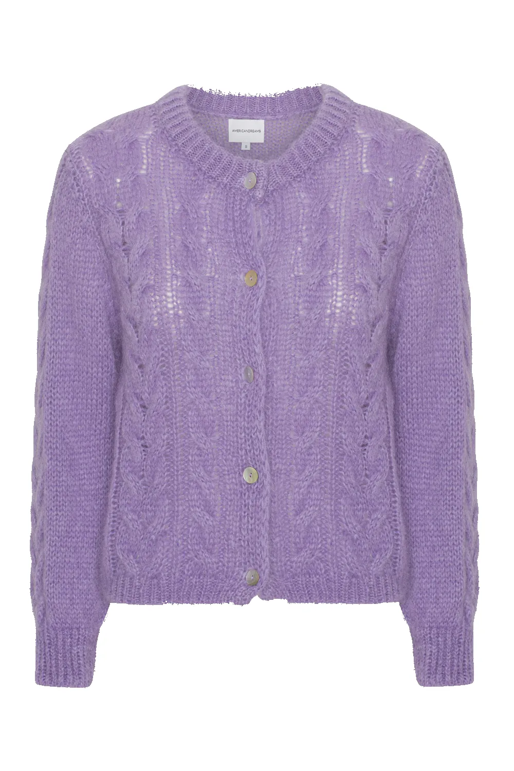 Frankie Cable Knit Cardigan Lilac sold by Americandreams