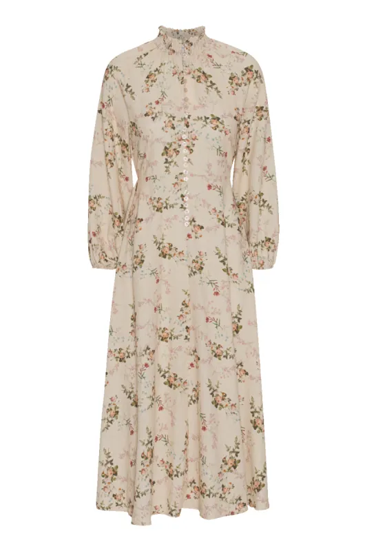 Perla Dress Long Cream White W/Flower sold by Americandreams