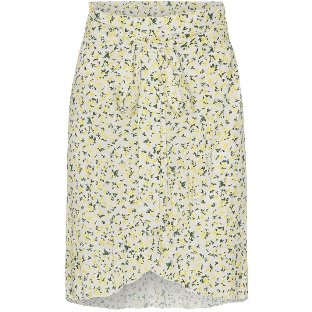 Milly Wrap Skirt Short - White/Lime Flower sold by American Dream