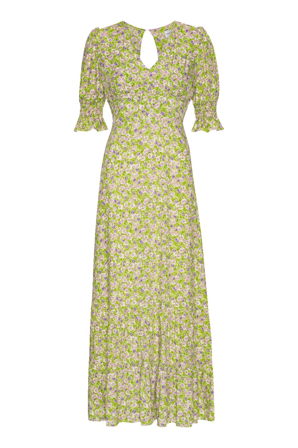 Koko Dress Long Open Back Green Purple Flower sold by Americandreams