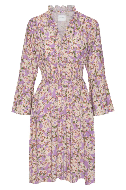 Sally Short Dress Lilac White Flower sold by American Dream