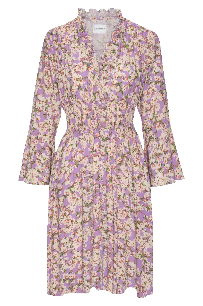 Sally Short Dress Lilac White Flower sold by American Dream