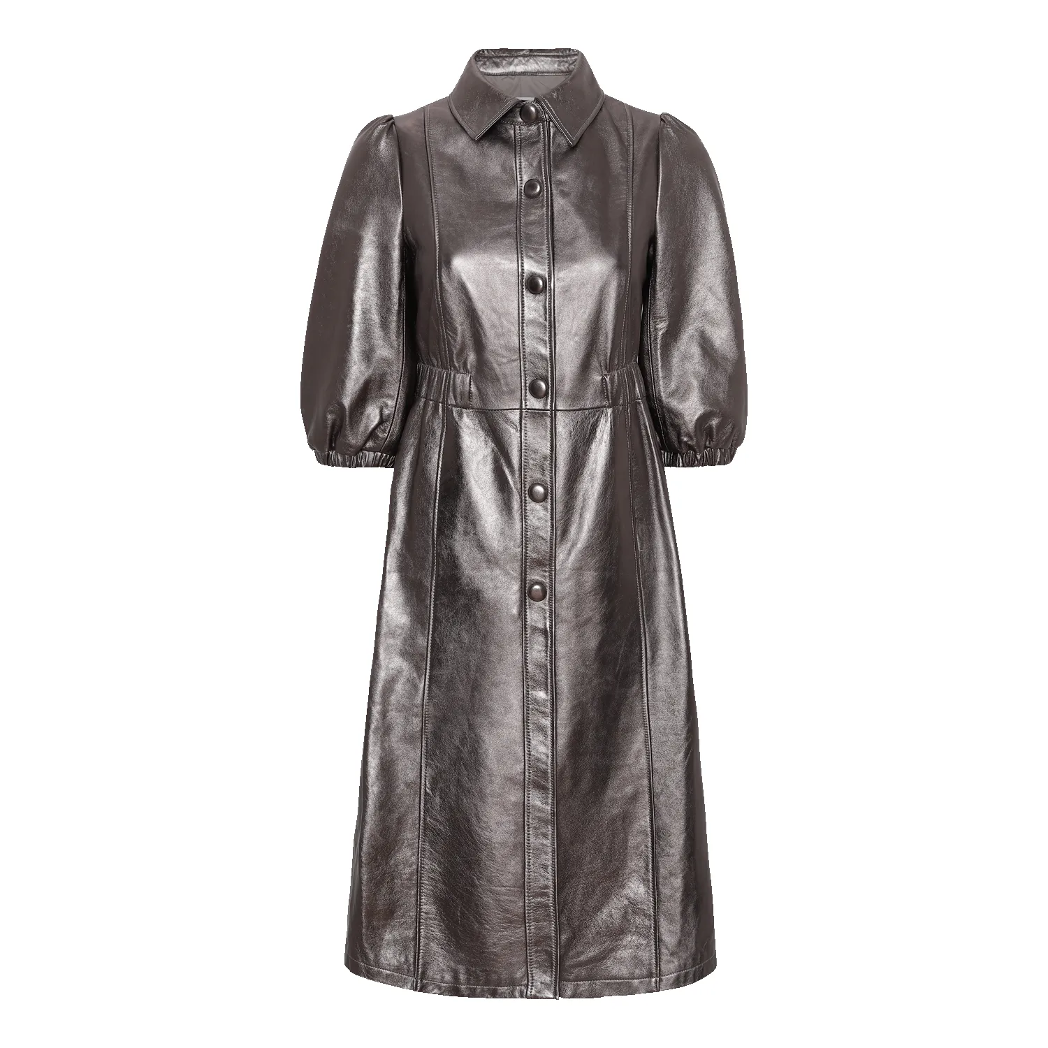 Alice Leather Button Dress Metallic Grey - Sample sold by Americandreams product image thumbnail 4