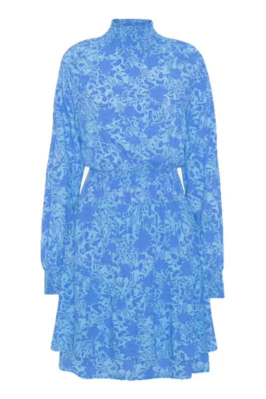 Daniella High Neck Dress Short Blue Flower sold by Americandreams