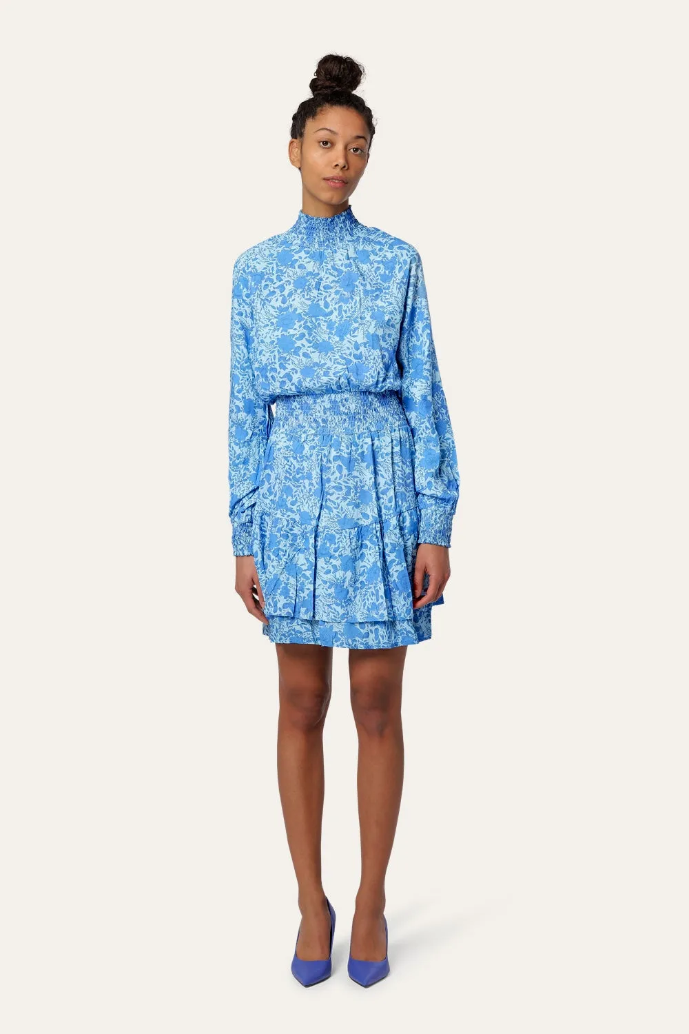 Daniella High Neck Dress Short Blue Flower sold by Americandreams product image thumbnail 2