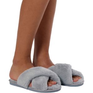Lou Faux Fur Slippers - Light Grey sold by American Dream
