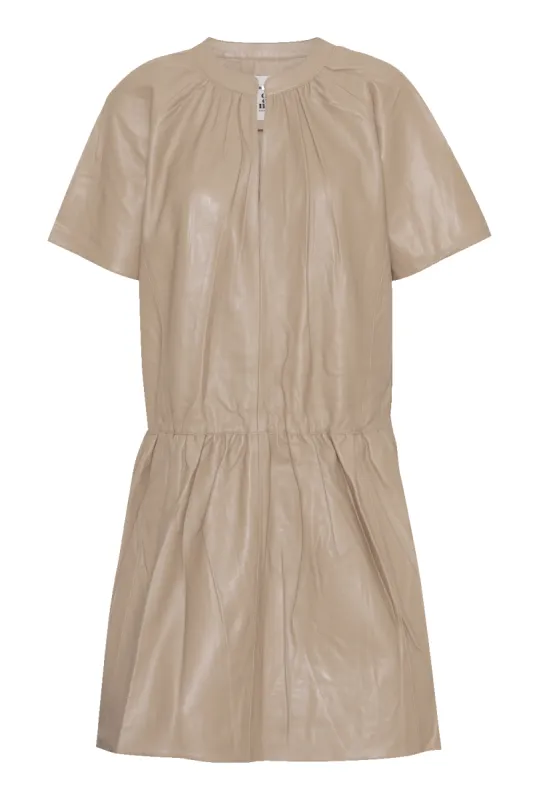 Paulette Leather Dress Beige made by Americandreams
