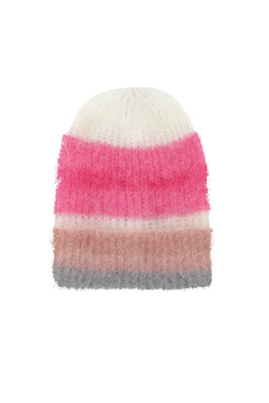 Mila Mohair Beanie Multi Striped Pink - Sample sold by Americandreams
