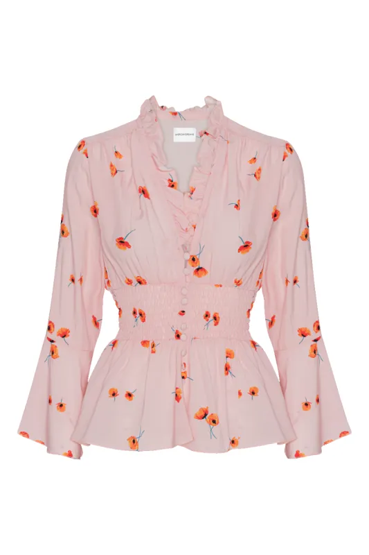 Sally Top Light Pink / Red Flower sold by Americandreams