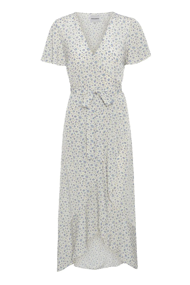 Milly Wrap Dress Long Blue Flower - Sample sold by Americandreams