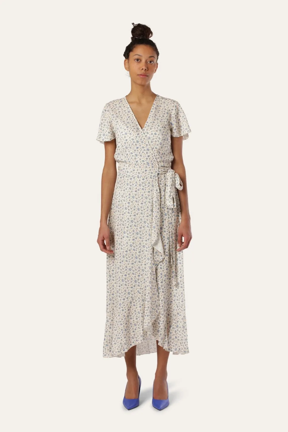 Milly Wrap Dress Long Blue Flower - Sample sold by Americandreams product image thumbnail 2
