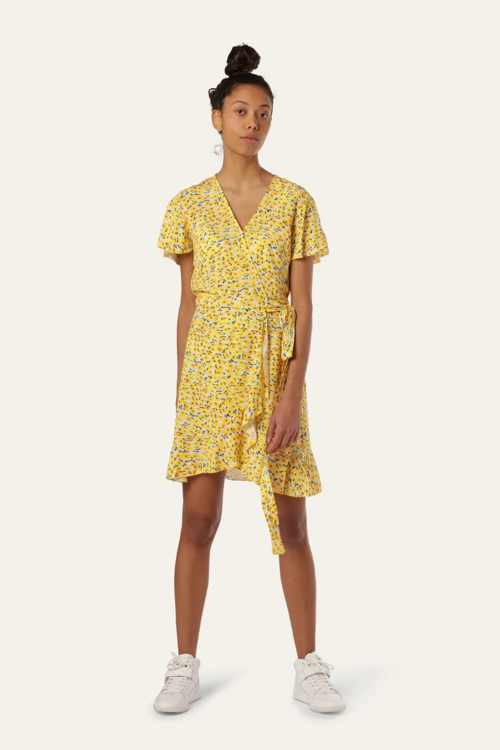 Milly Wrap Dress Short Yellow Flower sold by Americandreams product image thumbnail 2