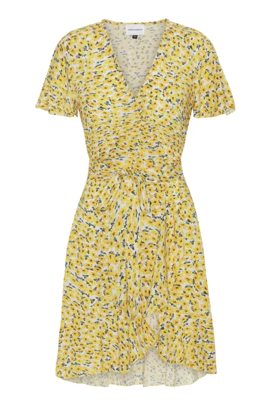 Milly Wrap Dress Short Yellow Flower sold by Americandreams