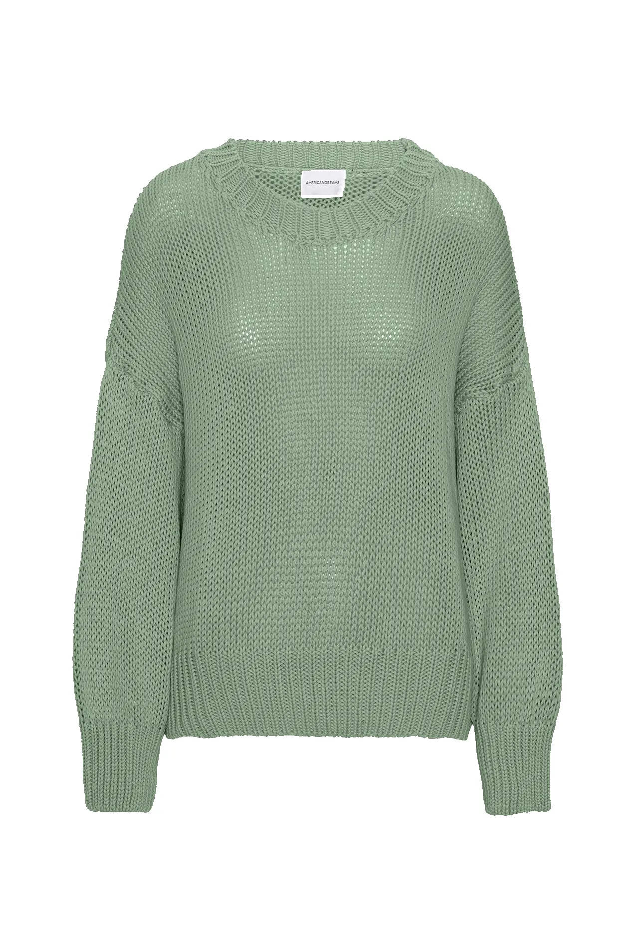 Pepper Round Neck Cotton Pullover Dusty Green sold by Americandreams