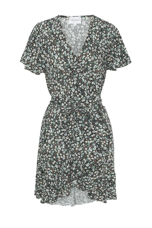 Milly Wrap Dress Short Black / Blue Flower sold by Americandreams