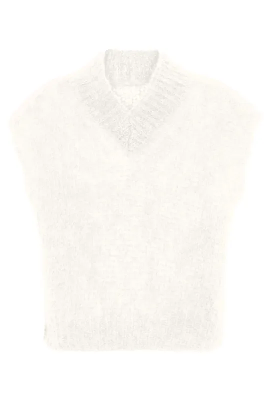 Elena V Neck Vest White - Sample sold by Americandreams