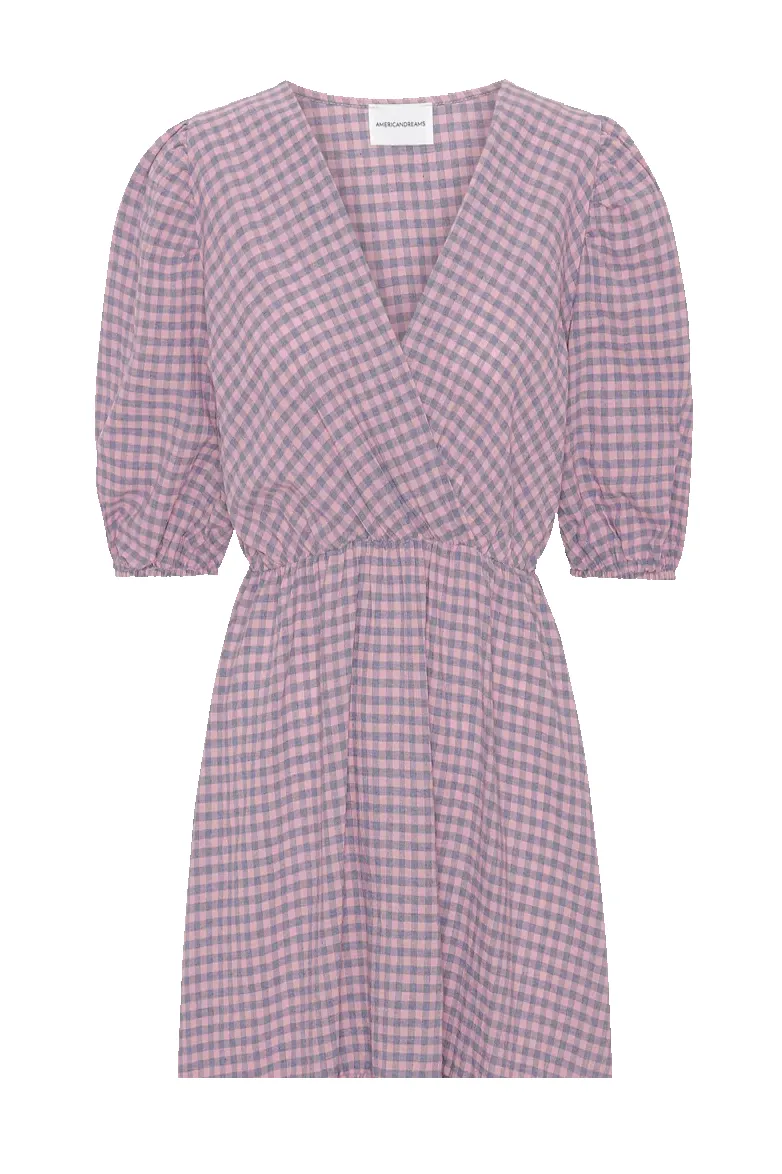 Nikita Half Sleeve Short Dress Lilac/Light Pink Check - Sample sold by Americandreams