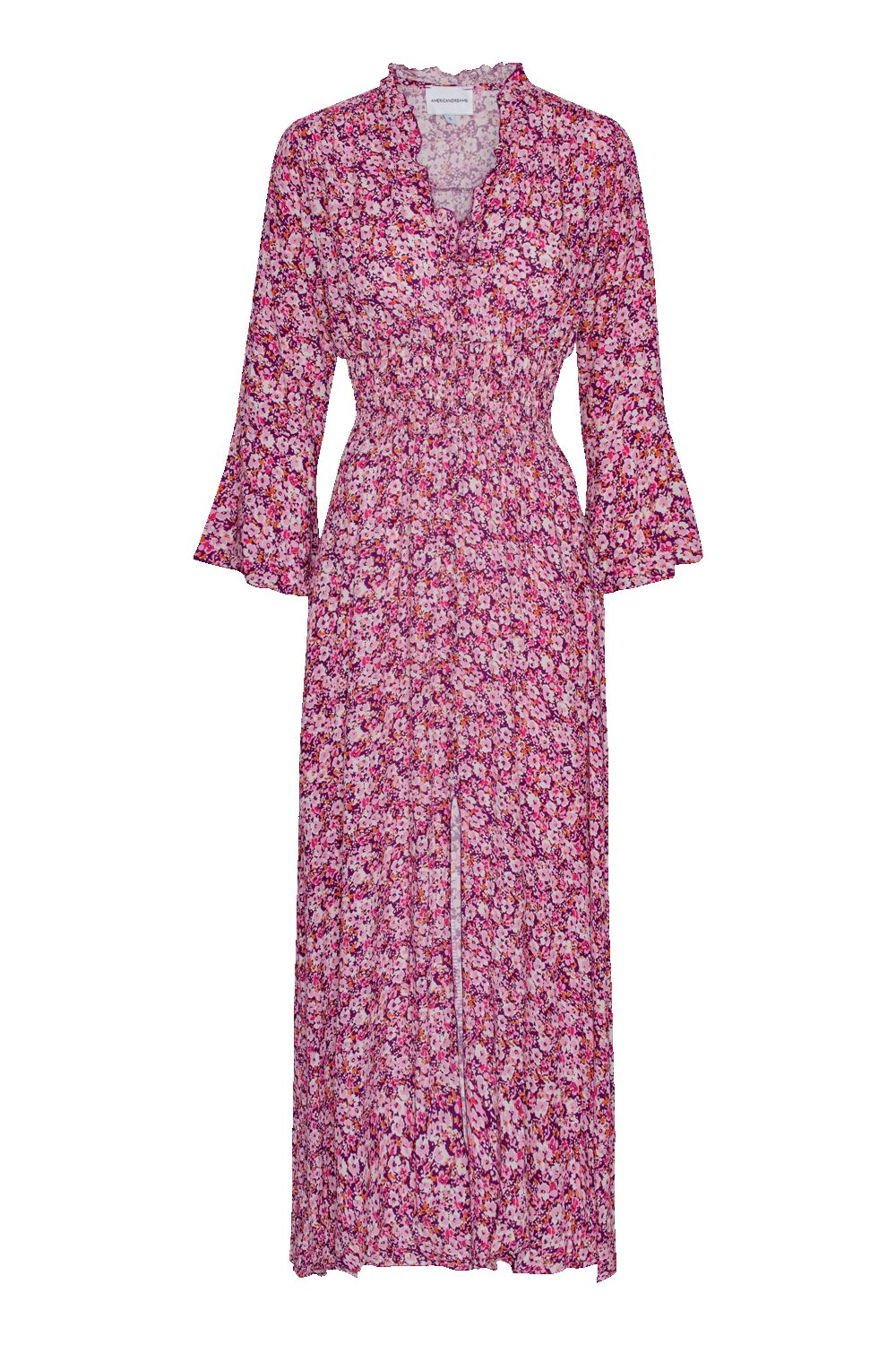 Sally Long Dress Lilac Bordeaux Big Flower sold by American Dream