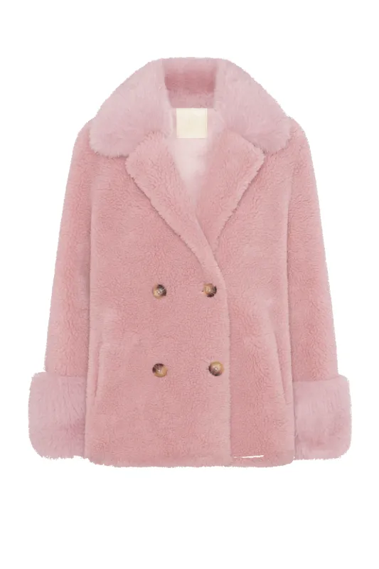 Fiona Short Wool Coat Light Pink made by Americandreams