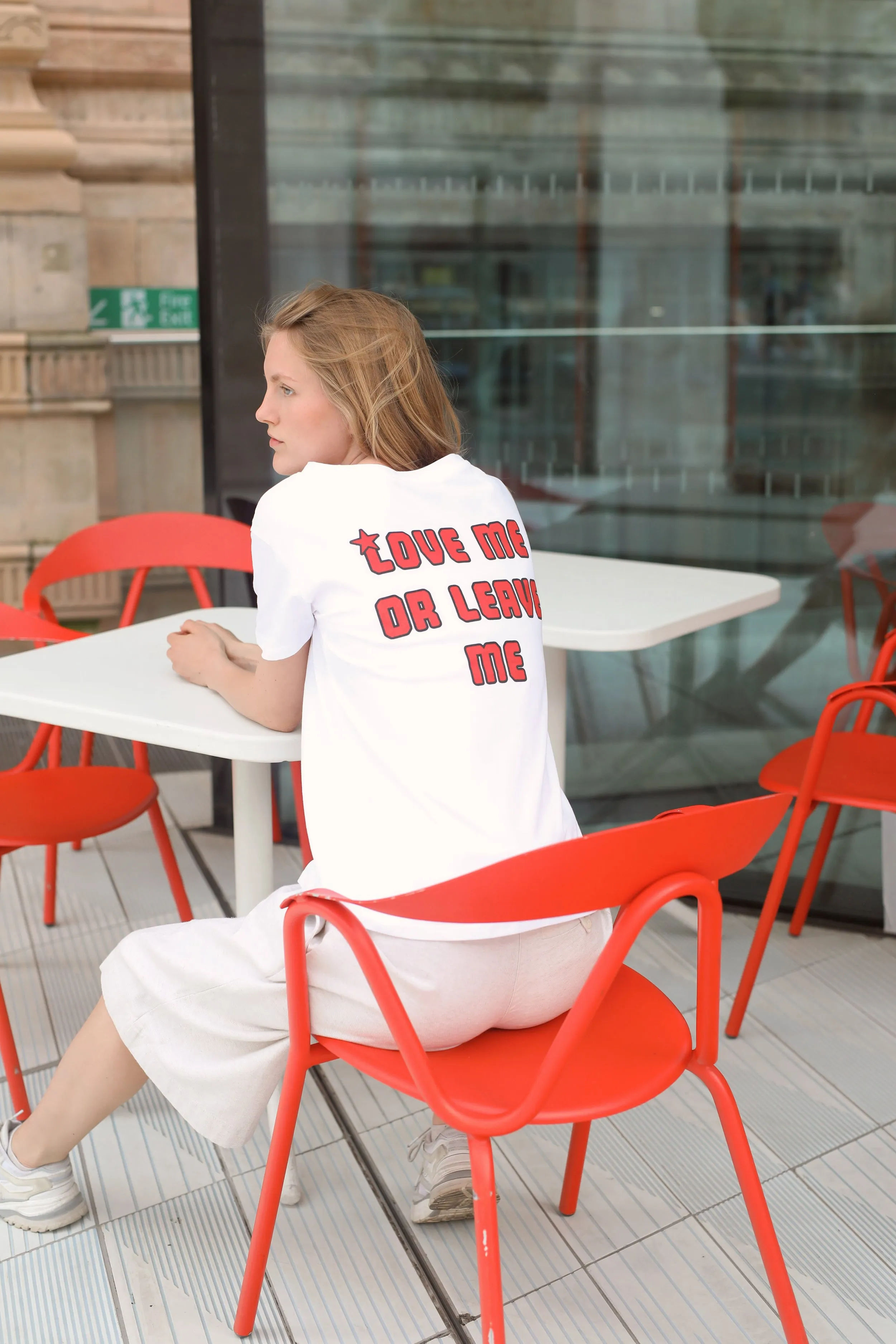 T-shirt White Love Me or Leave Me Back Red Letters sold by Americandreams product image thumbnail 3