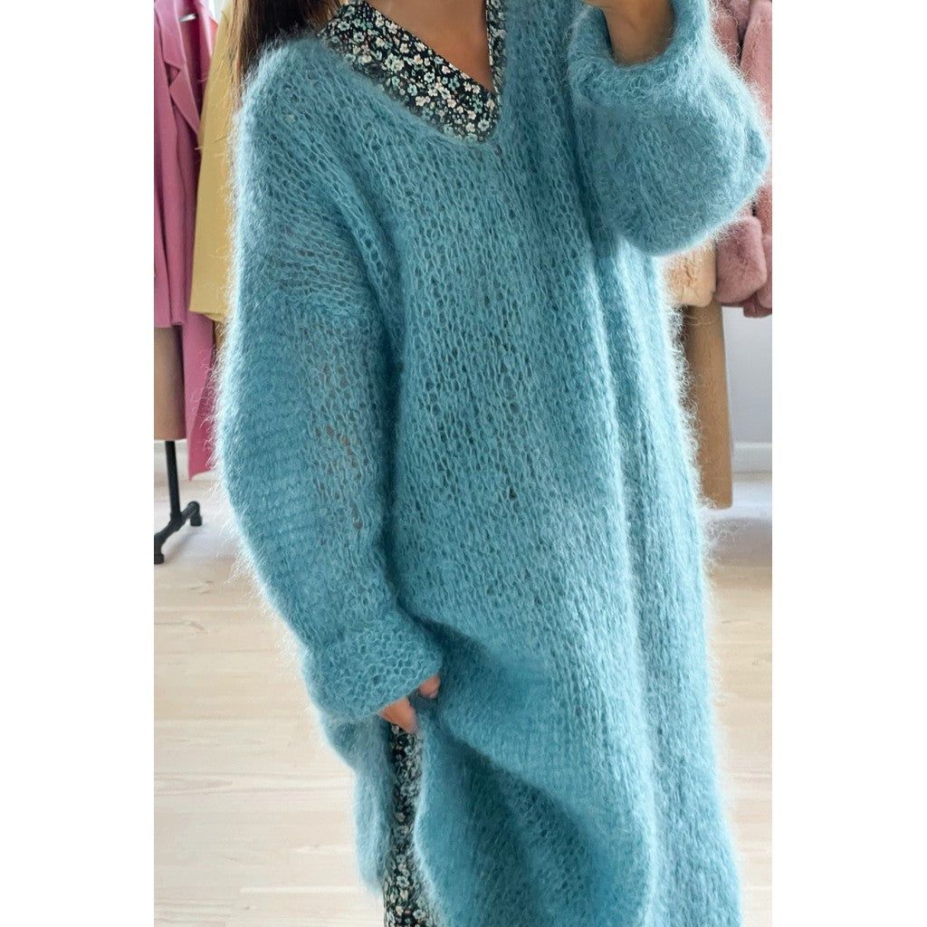 Camilla V Neck Mohair Dress - Turquoise sold by American Dream product image thumbnail 2