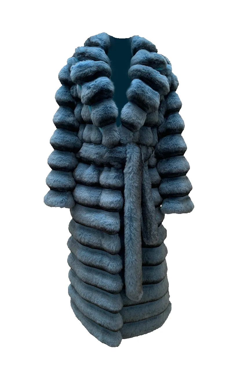 Sussana Faux Fur Long Teal Blue sold by Americandreams