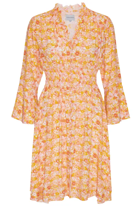 Sally Short Dress Peach Flower sold by American Dream