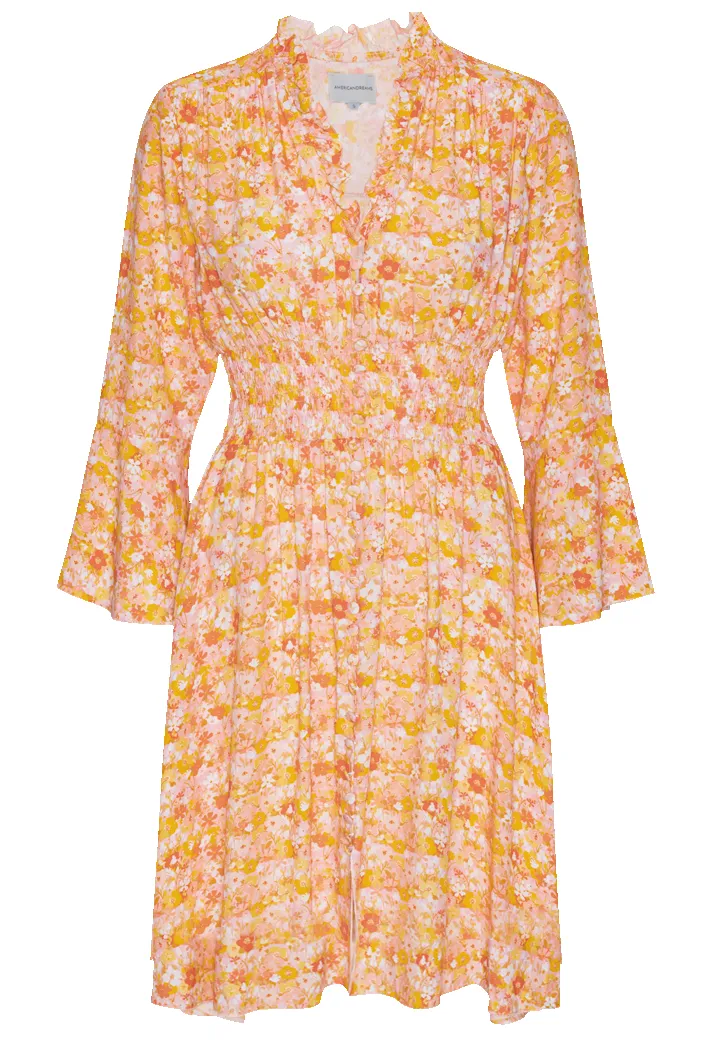 Sally Short Dress Peach Flower sold by American Dream