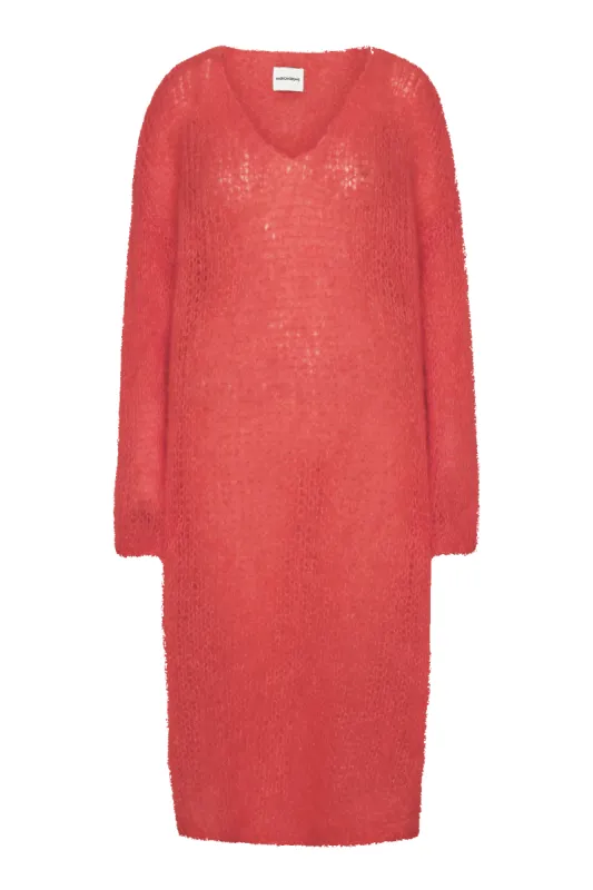 Camilla V Neck Mohair Dress Coral Red made by Americandreams