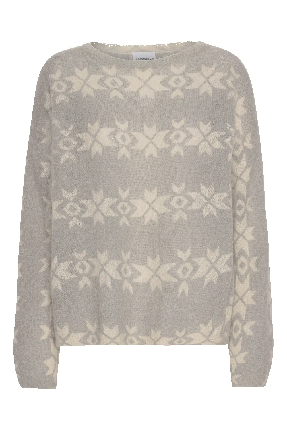 Eva Nordic Pullover Light Grey With White Print - Sample sold by Americandreams