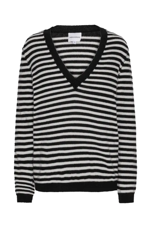 Christy V Neck Cashmere Pullover Black / White sold by Americandreams