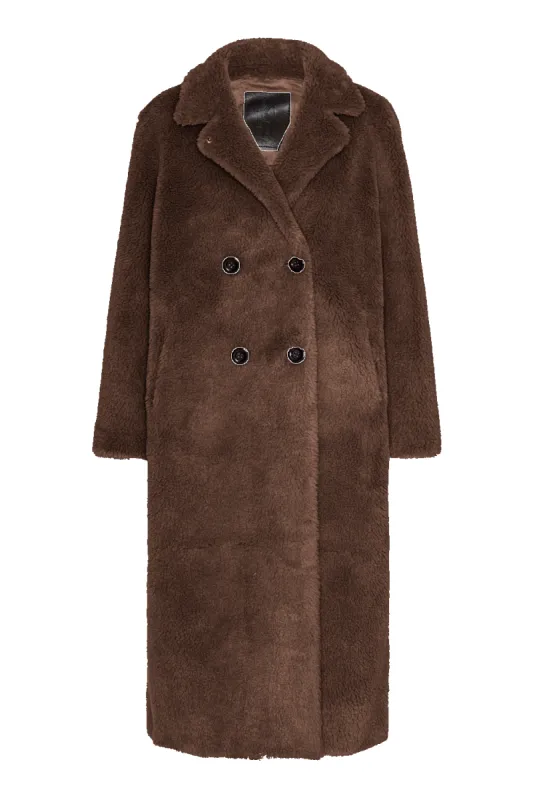 Fiona Long Coat Without Fur Chocolate Brown sold by Americandreams