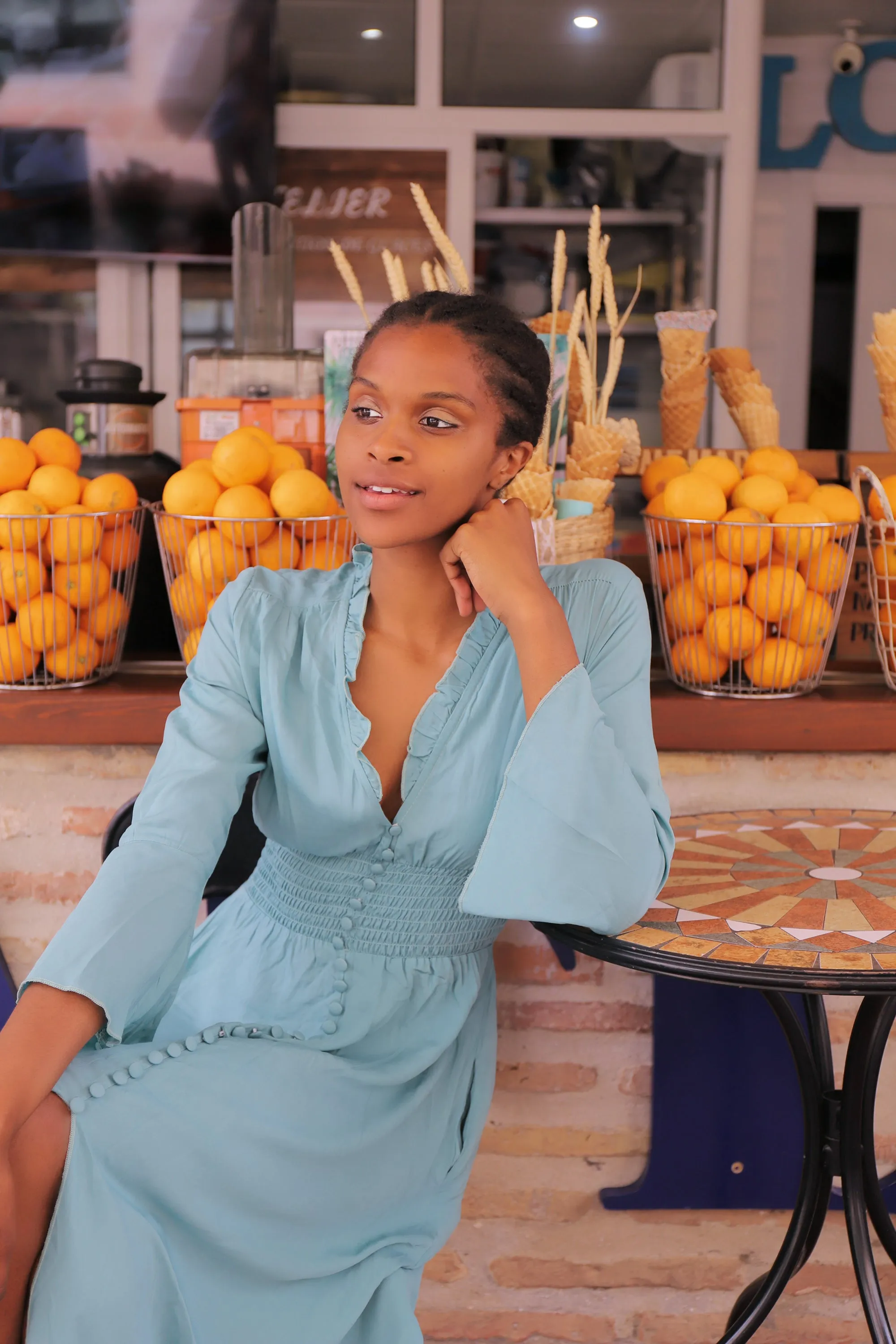 Sally Long Dress Turquoise Solid sold by Americandreams product image thumbnail 3