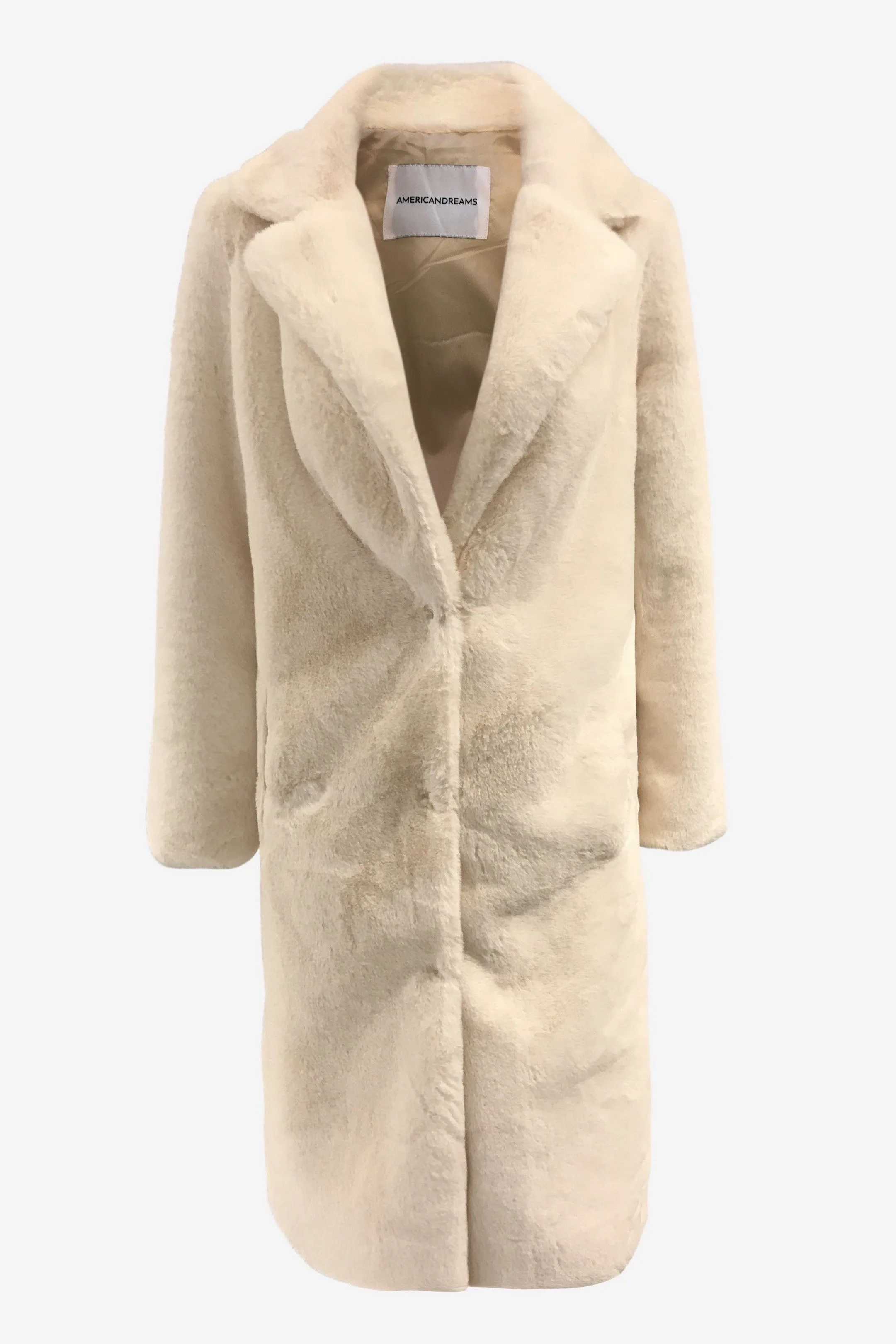Maddie Faux Fur Jacket Long Cream White - Sample sold by American Dream