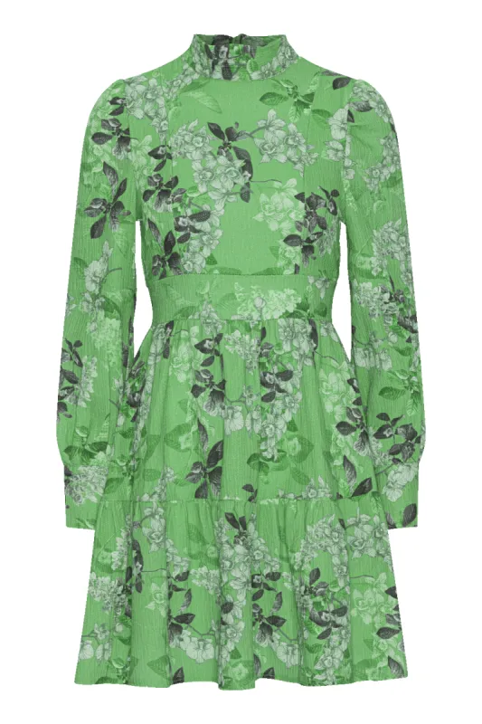 Laila Cotton Bow Dress Green Big Flower made by Americandreams