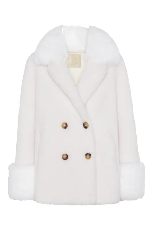 Fiona Short Wool Coat White sold by Americandreams