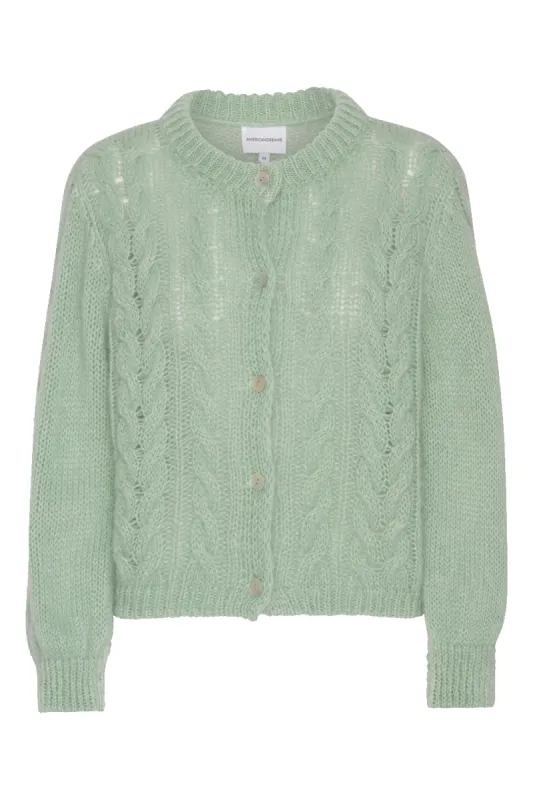 Frankie Cable Knit Cardigan Mint Green made by Americandreams
