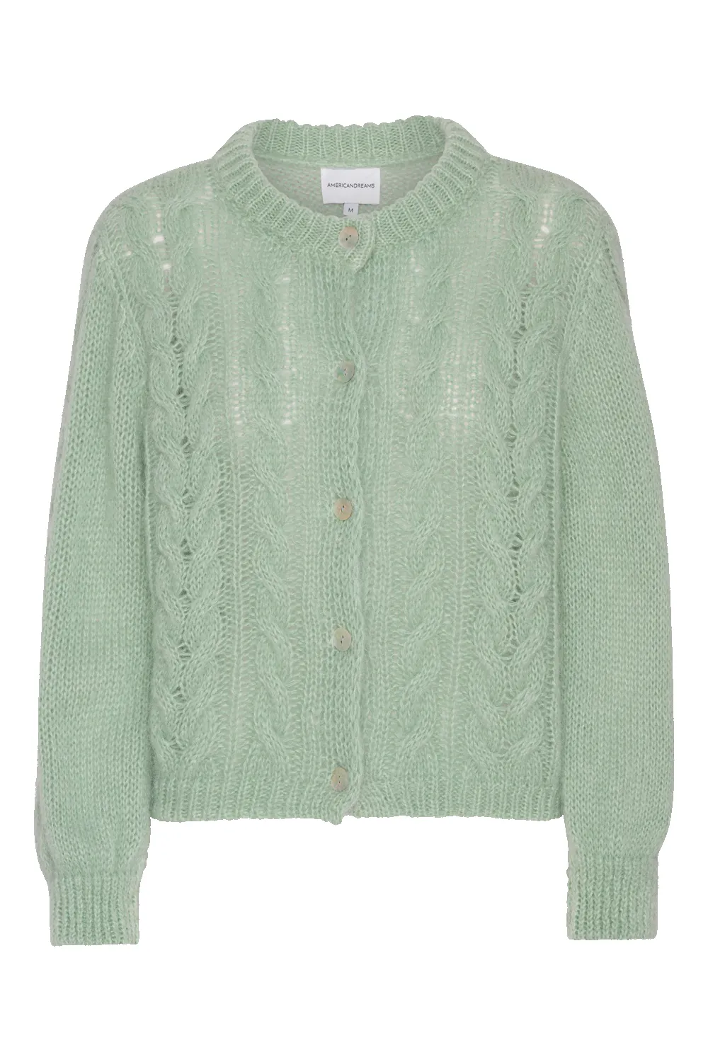 Frankie Cable Knit Cardigan Mint Green sold by Americandreams