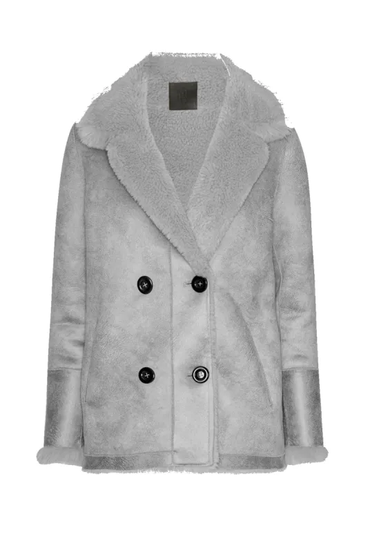Leona Wool Coat Short Light Grey sold by Americandreams