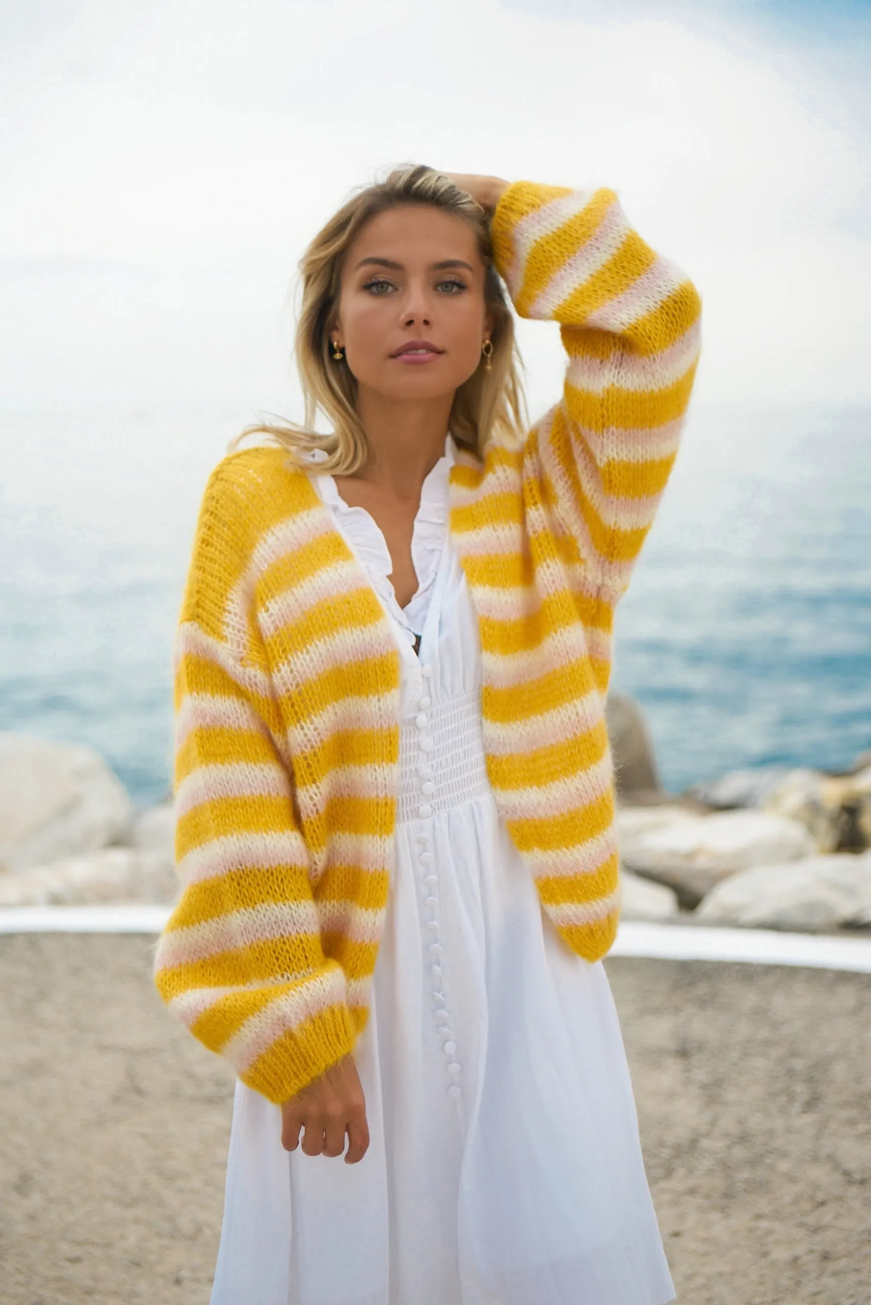 Ramona Knit Cardigan Yellow Striped sold by Americandreams product image thumbnail 2