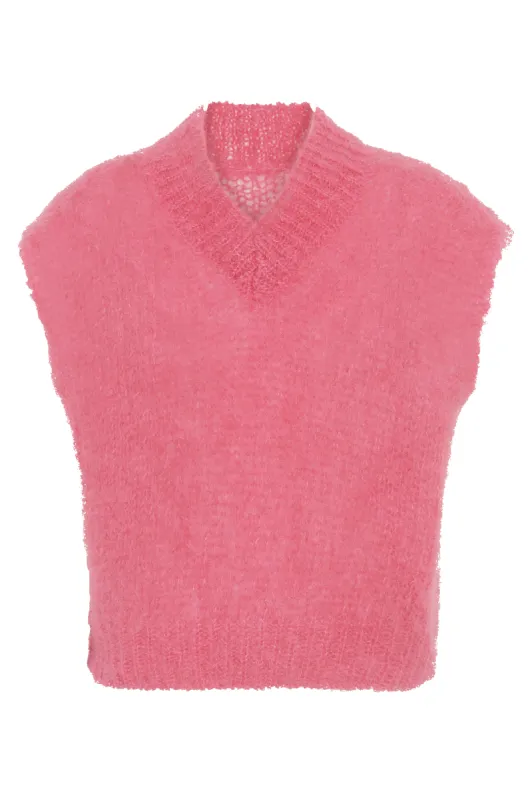 Elena V Neck Vest Pink - Sample sold by American Dream