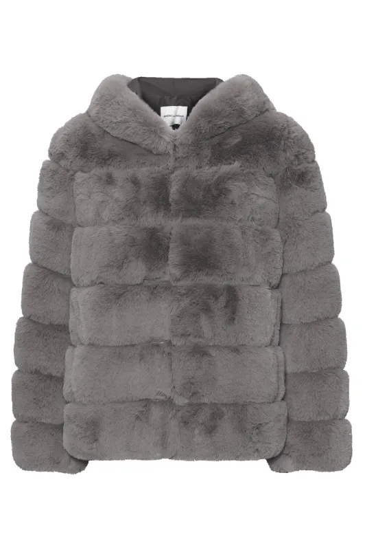 Blake Short Faux Fur Jacket Dark Grey sold by Americandreams