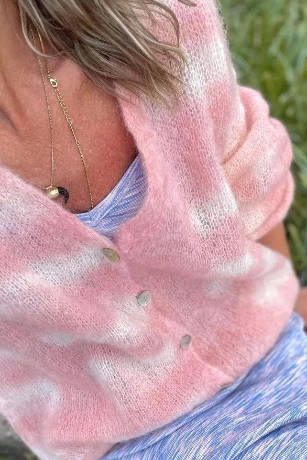 Cornelia LS Cardigan Light Pink/White sold by Americandreams product image thumbnail 2