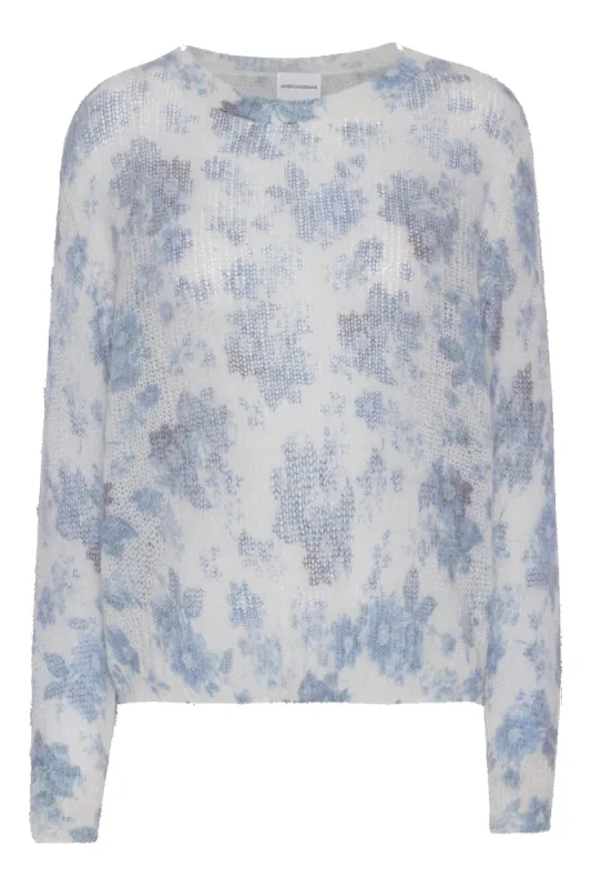 Ulla O Neck Knit Pullover Blue Flower - Sample sold by Americandreams