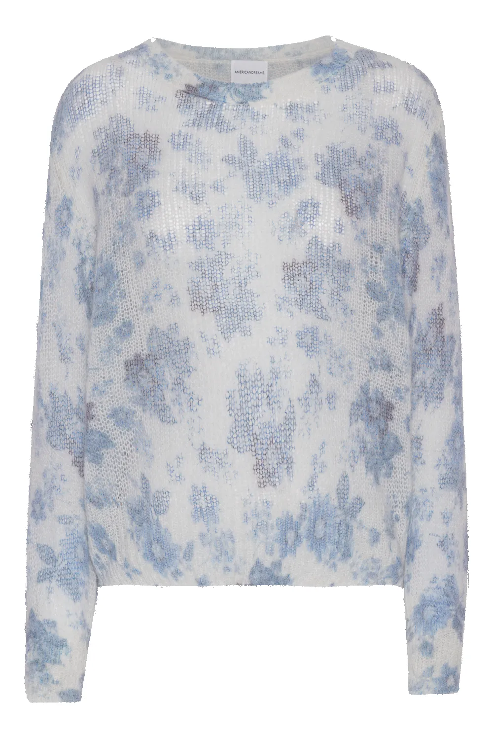 Ulla O Neck Knit Pullover Blue Flower - Sample sold by Americandreams