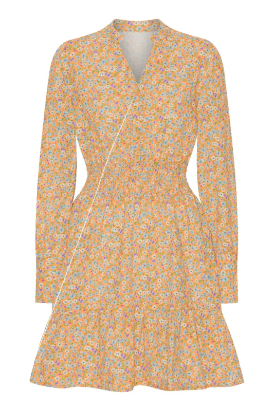 Inna Short Dress Cotton Orange Flower - Sample sold by American Dream