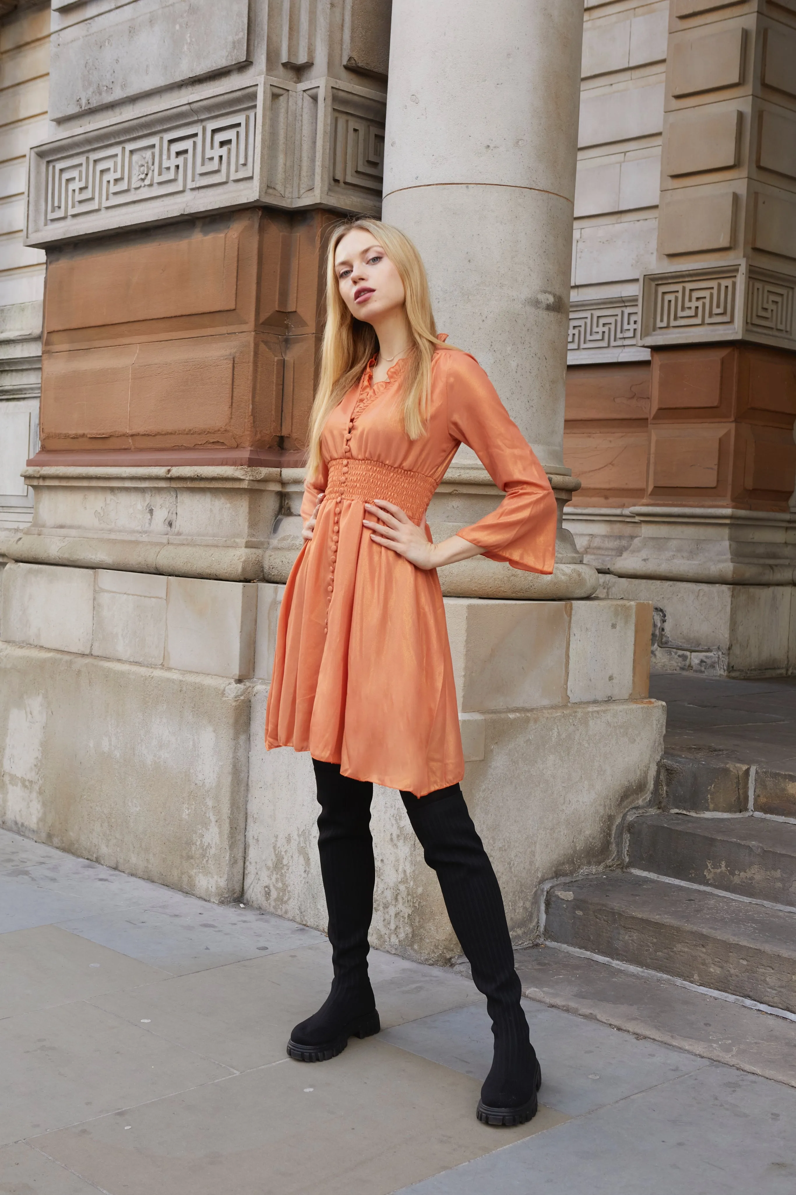 Sally Short Shimmer Dress Orange sold by Americandreams product image thumbnail 2